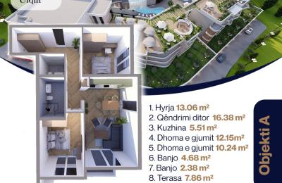 SUNRISE Banesë në qendër ULQIN Tip 5  Ob A  74.42m2