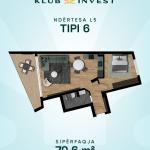 Ofrohet banesë për shitje, KLUB INVEST, ndërtesa L5, Tip 06, 70.6m2