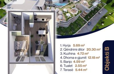 SUNRISE Banesë në qendër ULQIN Tip 6  Ob B  55.47m2