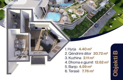 SUNRISE Banesë në qendër ULQIN Tip 7  Ob B  52.20m2