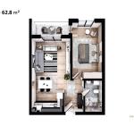 Banesë në shitje, Lamela 2, Tip A, 62.80m2