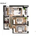 Banesë në shitje, Lamela 1, Tip A, 93.55 m2