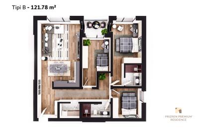 Banesë në shitje, Lamela 1, Tip B, 121.78 m2