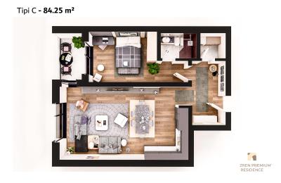 Banesë në shitje, Lamela 1, Tip C, 84.25m2